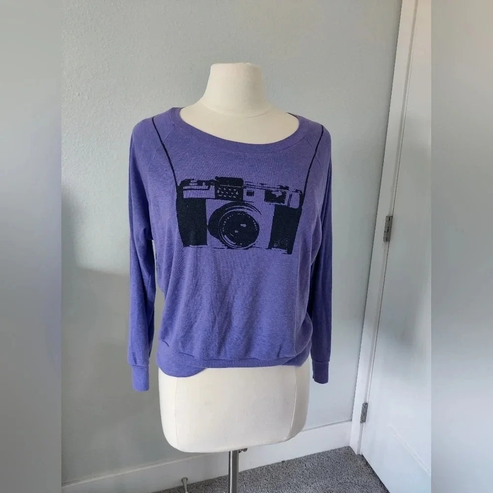 American Apparel Purple Photographer Long Sleeve Tee.